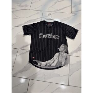 Reason‎ S Scarface Men's Pinstripe Baseball Jersey – Black – Small– Tony Montana